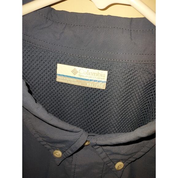 Columbia Men's PFG Fishing Shirt XXL Long Sleeve Omni Shade Buttons Blue - Picture 9 of 10